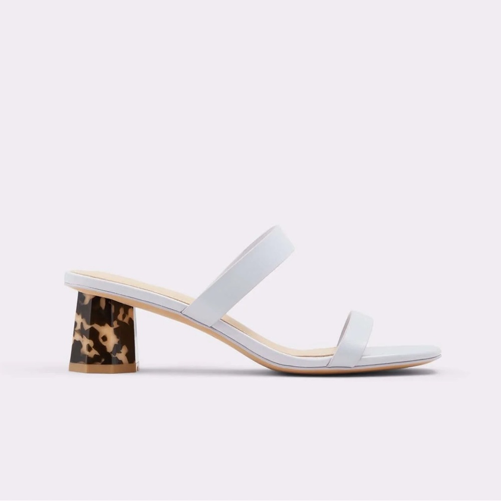 Aldo Etealia Light Purple and Tortoise Shell Block Heel Sandals Size 8